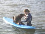 Lara Doing What She Loves - Training Dogs and Surfing